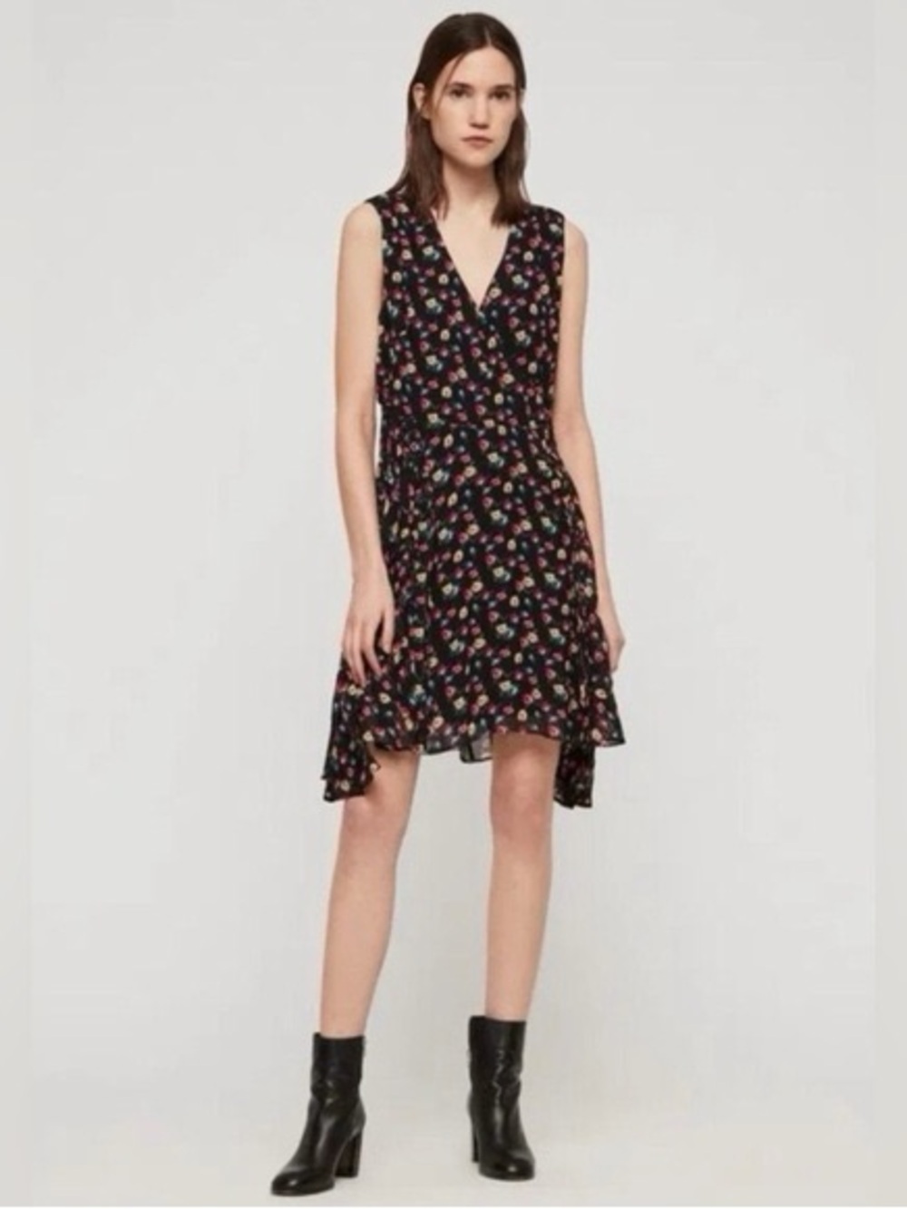 All Saints Miller Floral V-Neck Wrap Dress
